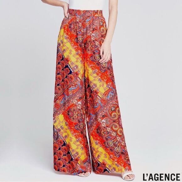 L'AGENCE **NWT** Lillian Paisley Wide Leg Pants - Picture 1 of 6